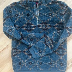 Rock & roll  denim Sherpa quarter zip